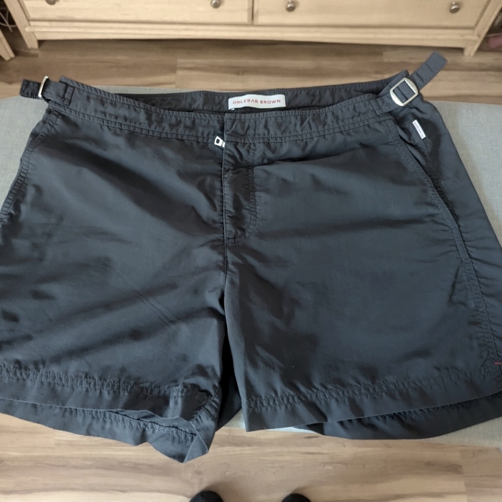 Orlebar Mens Swimsuit Size L, worn 2 times. Gray board shorts, very flattering.